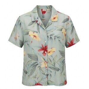 Linden Hill Womens Large 100% Silk Floral Button Down Blouse Lightweight Elegant